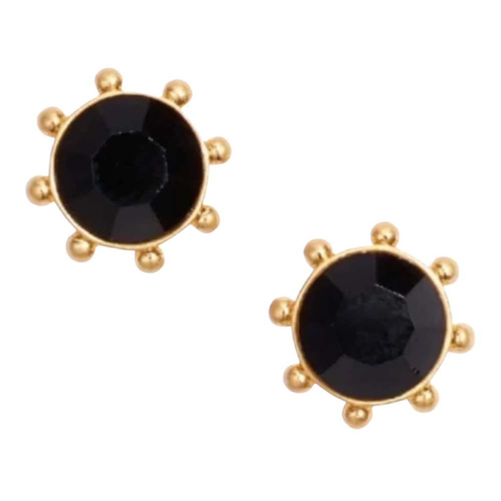 KATE SPADE • Black Flying Colors Gold Bezel Earrings